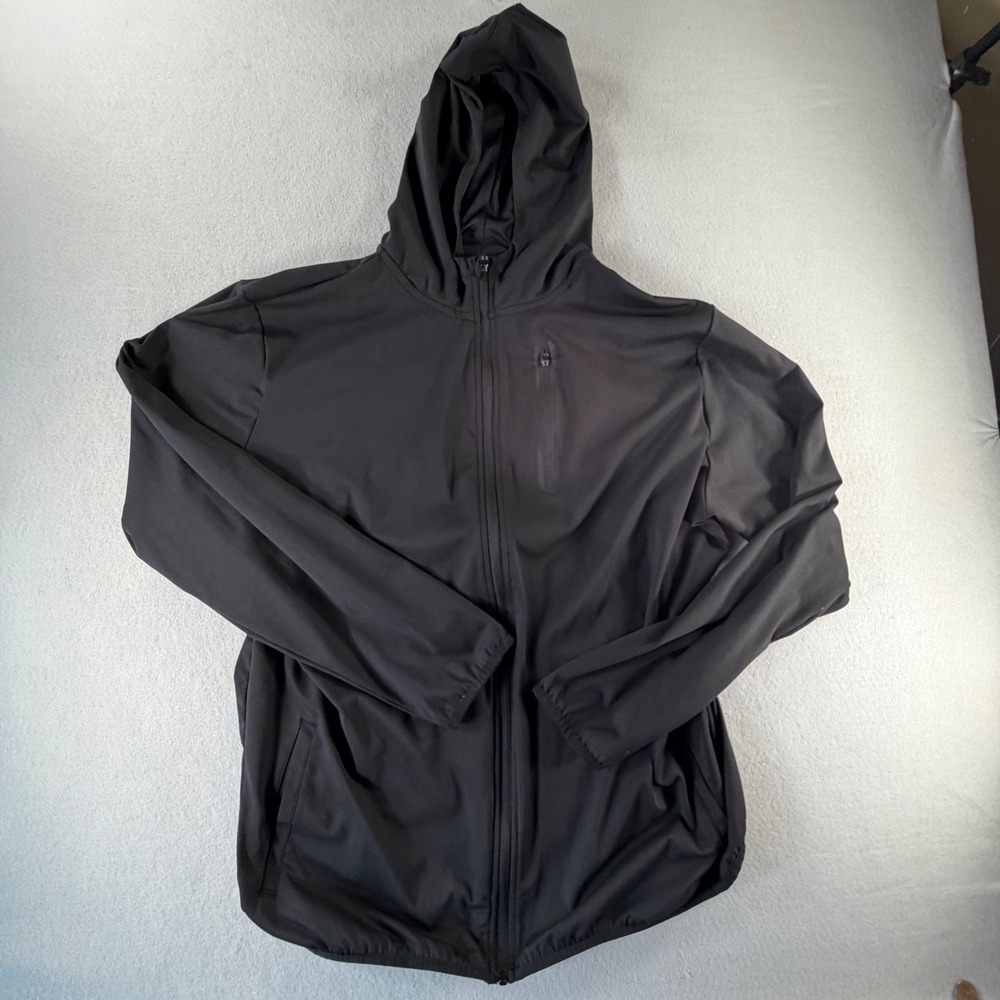 BCG Full Zip Hooded Jacket 2XL Black Activewear‎ Windbreaker Running Gym Workout